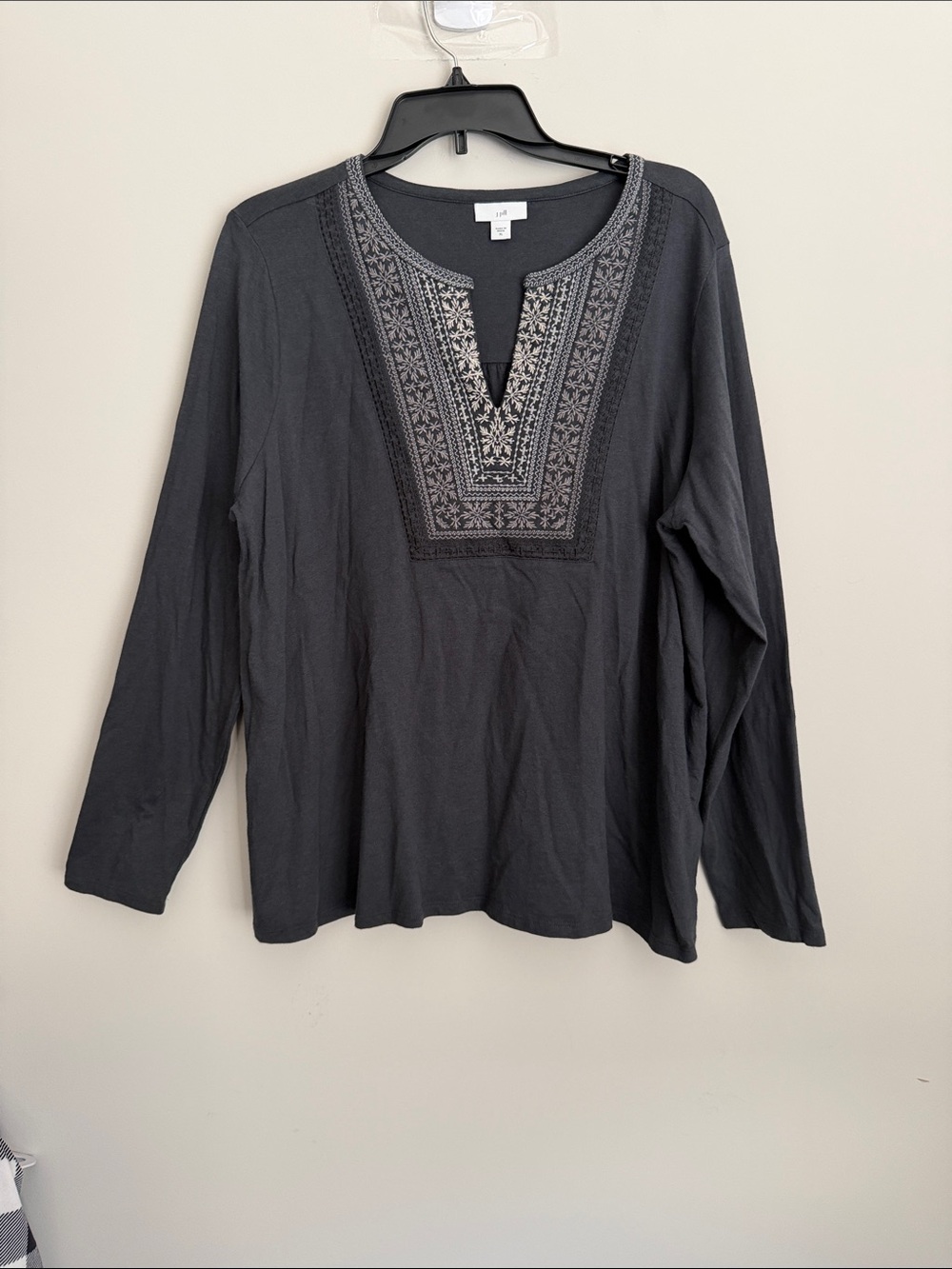 J Jill Embroidered fair isle Neckline Shirt XL